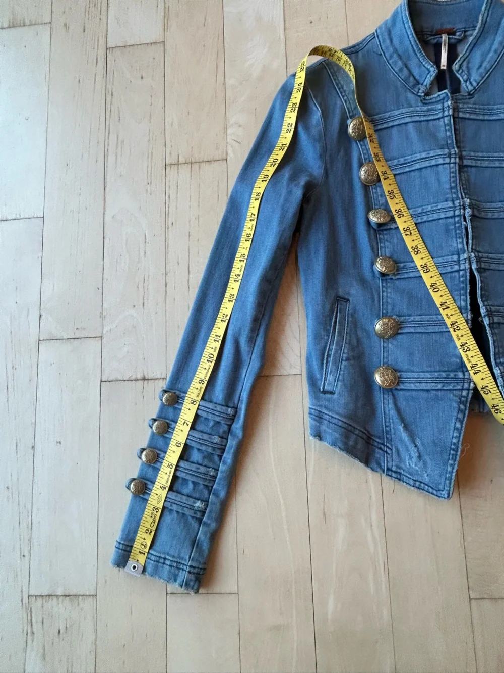 Free People Light Blue Denim Military Jacket Size XS - Picture 14 of 16